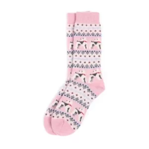 Image of Barbour Womens Terrier Fairisle Socks Pink Large