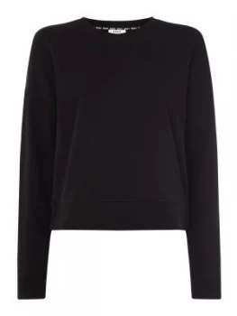 Image of DKNY Cropped Reflective Logo Sweatshirt Black
