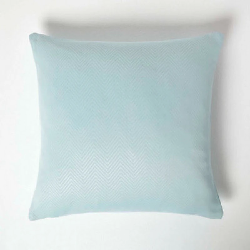 Image of Homescapes Herringbone Cushion Cover Pale Blue