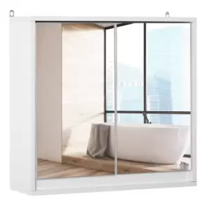 Image of HOMCOM Wall Mounted Mirror Cabinet with Storage Shelf Bathroom Cupboard Double Door White