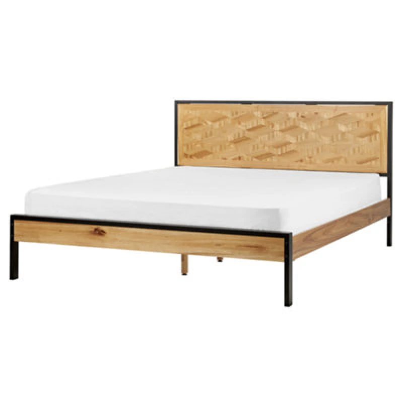 Image of Beliani Bed Ervillers 160 X 200 Cm (Eu King Size) Natural Acacia