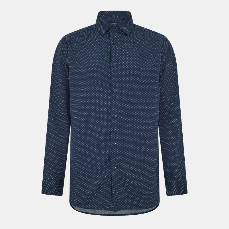 Image of Scotch and Soda Mens Long-Sleeve Patterned Shirt Navy male 14.5 inch