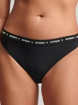 Image of Superdry Code Micro Elastic Bikini Bottom - Black, Size 10, Women