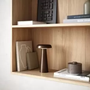 Image of Arcello Outdoor Patio Terrace Metal Rechargeable Dimmable LED Table Light in Brass (H) 25cm