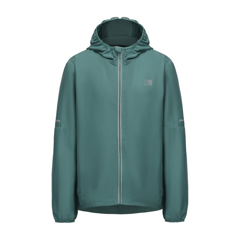 Image of Karrimor Mens Water Resistant Hooded Long Sleeve Performance Running Jacket Green Spruce male S