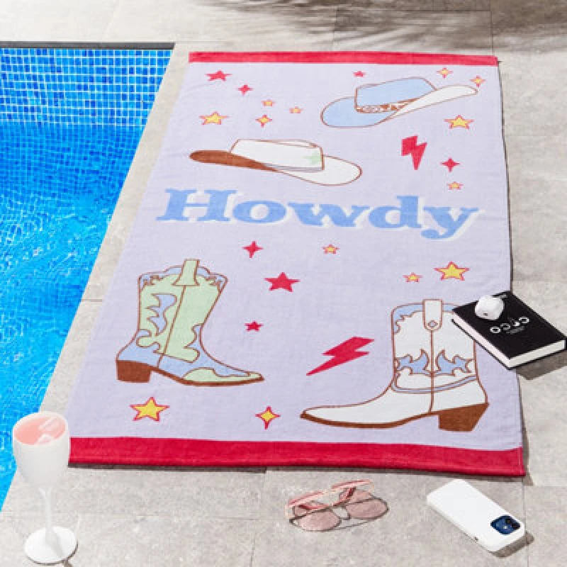 Image of Sassy B Howdy Cowgirl Absorbent Beach Towel Lilac