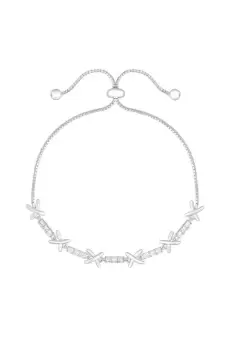 Image of Sterling Silver 925 Cubic Zirconia Kiss Toggle Bracelet