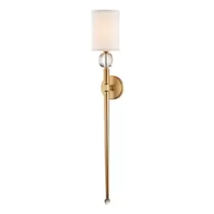 Image of Rockland 1 Light Wall Sconce Brass, Faux Silk
