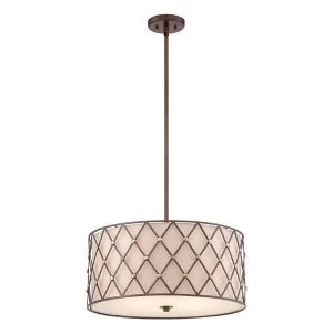 Image of 4 Light Large Ceiling Pendant Copper Brown Lattice, E27