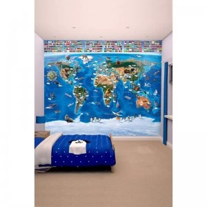 Image of Map of the World 12 Panel Wall Mural