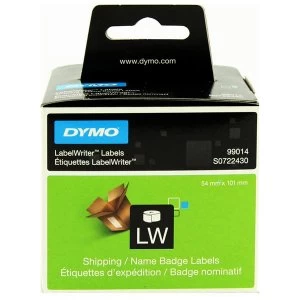 Image of Dymo 99014 Black On White Label Tape 101mm x 54mm