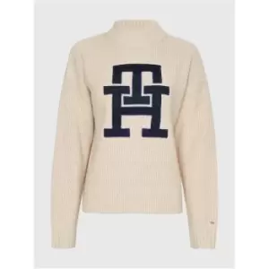 Image of Tommy Hilfiger Monogram Graphic Mock-Nk Sweater - Cream