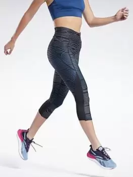 Image of Reebok Running Printed Leggings, Black Size M Women
