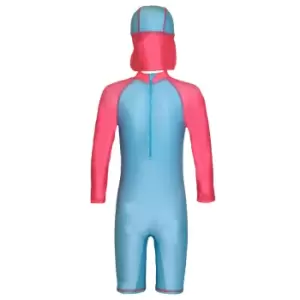 Image of Peppa Pig Girls Unicorn Sun Protective One Piece Swimsuit Set (18-24 Months) (Light Blue/Pink)