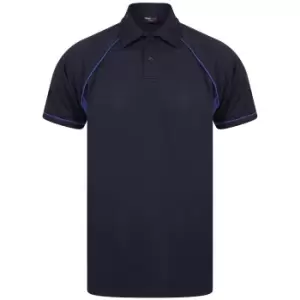 Image of Finden and Hales Mens Performance Piped Polo Shirt (S) (Navy/Royal Blue)