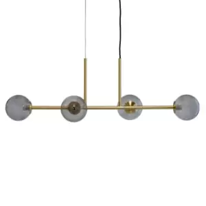 Image of Clark Long Table Lamp Brass, 4 Smoke Glass