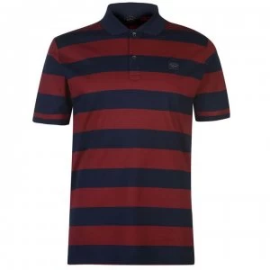 Image of Paul And Shark Striped Short Sleeve Slim Polo Shirt - Navy/Burg 146