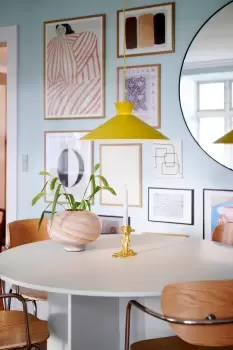 Image of Dial 45 Indoor Living Room Dining Office Hallway Pendant Ceiling Light in Yellow (Diam) 45cm