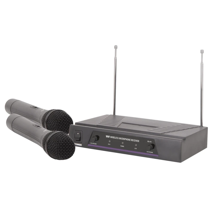 Image of QTX QTX Dual Handheld Wireless Microphone System VHF 173.8Mhz + 174.8MHz 171.816UK