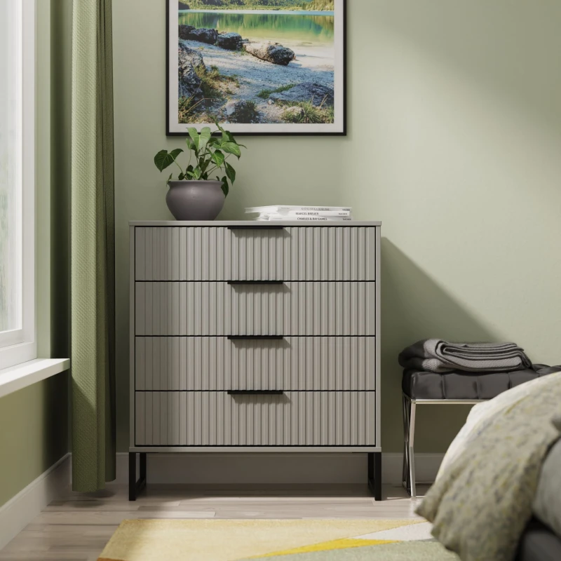 Image of Ready Assembled 2 U Menai 4 Drawer Chest (Ready Assembled) in Dark Grey Size: Medium Dark Grey Unisex Medium