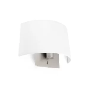 Image of Volta 1 Light Indoor Wall Lamp White, Satin Nickel, E27