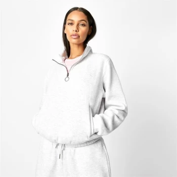 Image of Slazenger x Sophia & Cinzia Quarter Zip Crop Sweatshirt - Grey