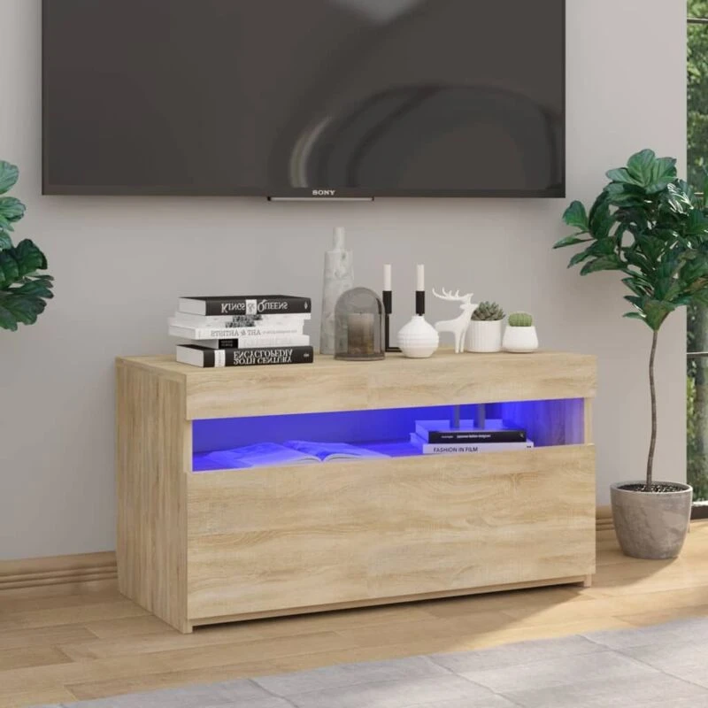Image of VIDAXL TV Cabinet with LED Lights Sonoma Oak 75x35x40cm Vidaxl 8720286218075