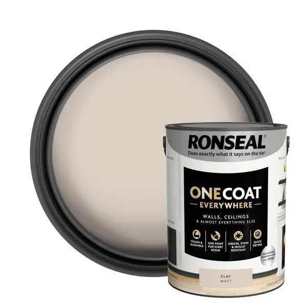 Image of Ronseal One Coat Everywhere Multi Surface Matt Paint Clay - 5L Natural