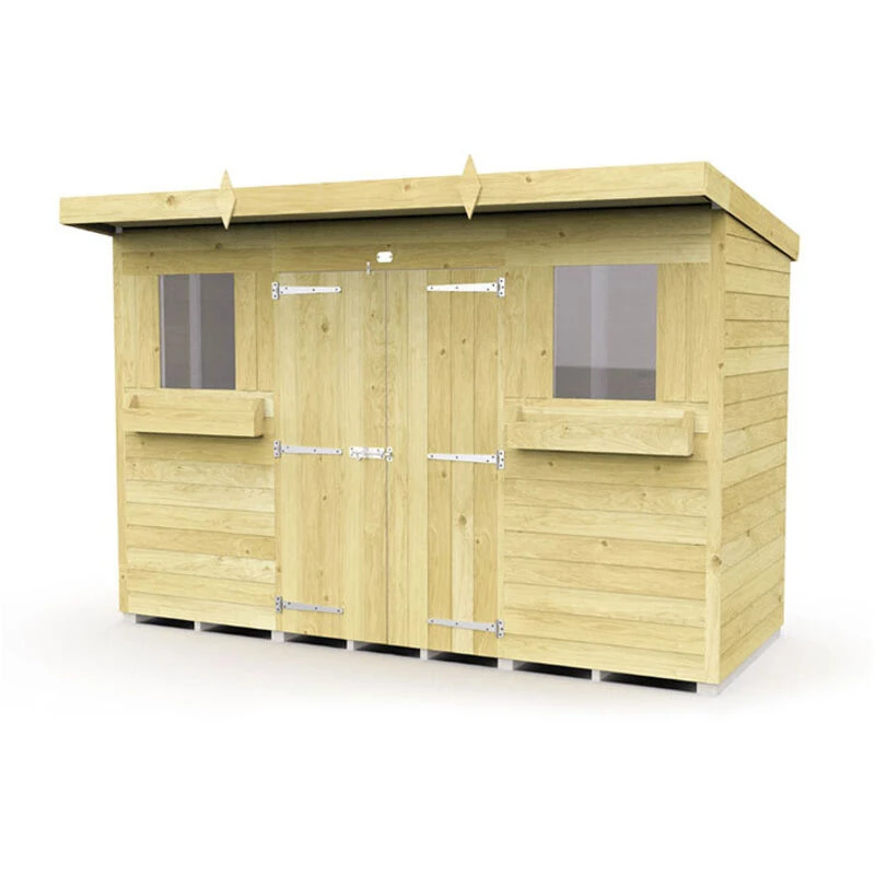 Image of Flat Pack Sheds DIY Sheds 10 x 4 Pent Summer Shed, Brown 10X4PSSFF