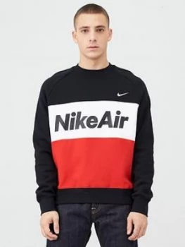 Image of Nike Air Fleece Crew Sweatshirt - Black/Red/White
