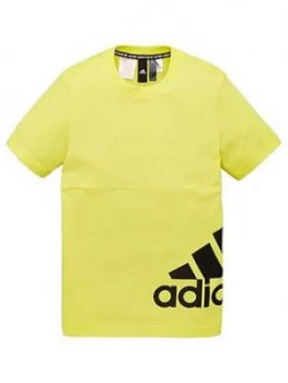 Image of Adidas Youth Badge Of Sport Short Sleeve T-Shirt - Yellow
