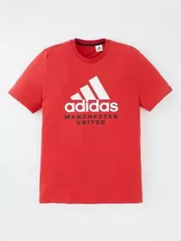 Image of Boys, Adidas Youth Manchester United 23/24 DNA Tee, Red, Size M
