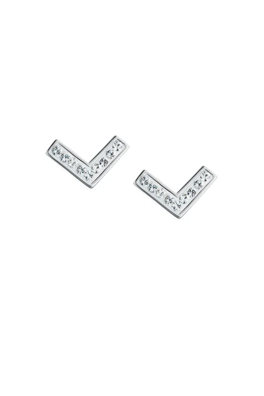 Image of The Fine Collective Sterling Silver Crystal Stud Earrings Silver female