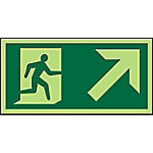 Image of Fire Exit Sign Up Right Arrow Plastic 15 x 30 cm