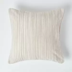 Image of Homescapes - Cotton Chenille Tie Dye Beige Cushion Cover, 60 x 60cm - Natural