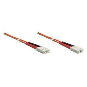 Image of Intellinet Fibre Optic Patch Cable Duplex Multimode SC/SC 50/125 m OM2 3m LSZH Orange Fiber Lifetime Warranty