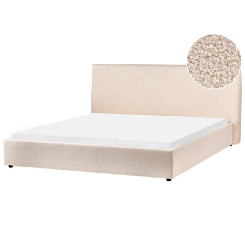 Image of Beliani Bed Boucle Lavaur 180 X 200 Cm (Eu Super King) Beige