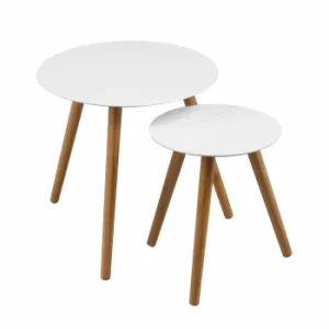 Image of Premier Housewares Nostra Nest of 2 Round Tables, white