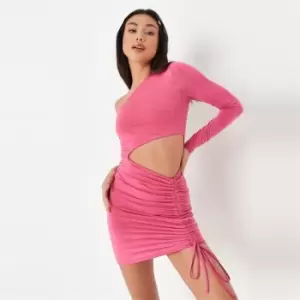 Image of Missguided One Shoulder Cut Out Mini Dbl Lyr - Pink