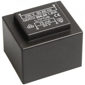 Image of PCB mount transformer 1 x 230 V 2 x 15 V AC 1.80 VA 60 mA