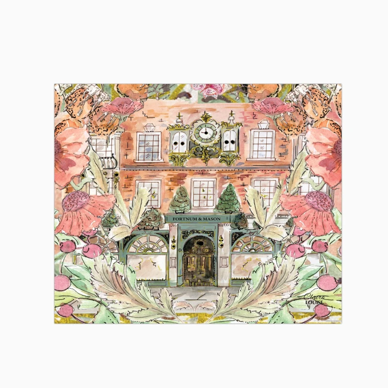 Image of Claire Louise Fortnums In Full Bloom Glass Kitchen Splashback Size: 700mm x 750mm Multicolor Unisex 700mm x 750mm