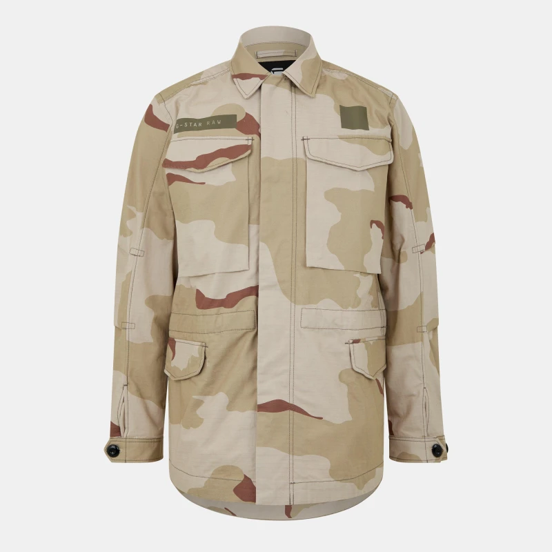 Image of G Star Mens Core Field Cotton Long Sleeve Overshirt Dk Brick male Medium