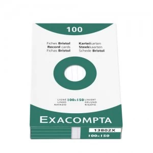 Image of Exacompta Record Cards Lined 100x150mm White 13802X (PK100)