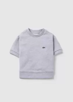 Image of Lacoste Kids Fleece T-Shirt With Pleated Back Panel In Silver Chine