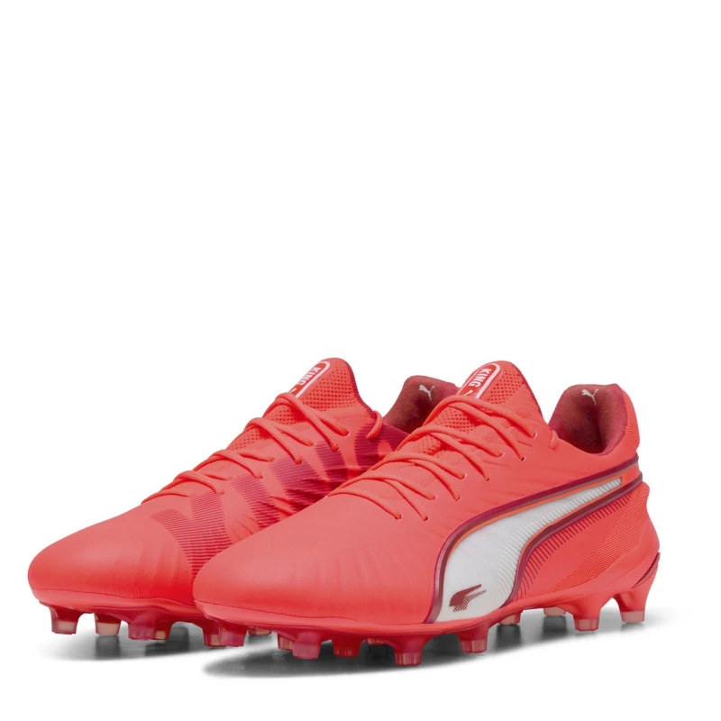 Image of Puma Mens PUMA King Ultimate Firm Ground Football Boots Red/White male 6 (39)