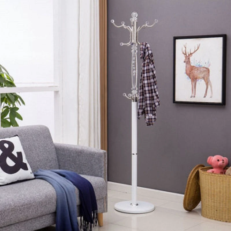 Image of Modernique Modernique Sheer Metal and transparent Tube 185cm High Coat Rack with Heavy Sturdy 38cm Base. in White White One Size Unisex 467380262405