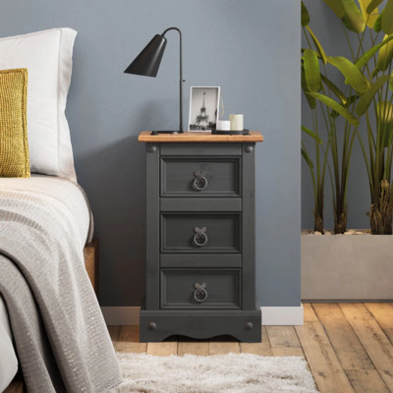 Image of Mercers Furniture Corona Charcoal Narrow Bedside