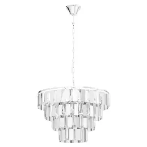 Image of Pendant Ceiling Light Colour Chrome Shade Clear Crystal Bulb E14 7x40W