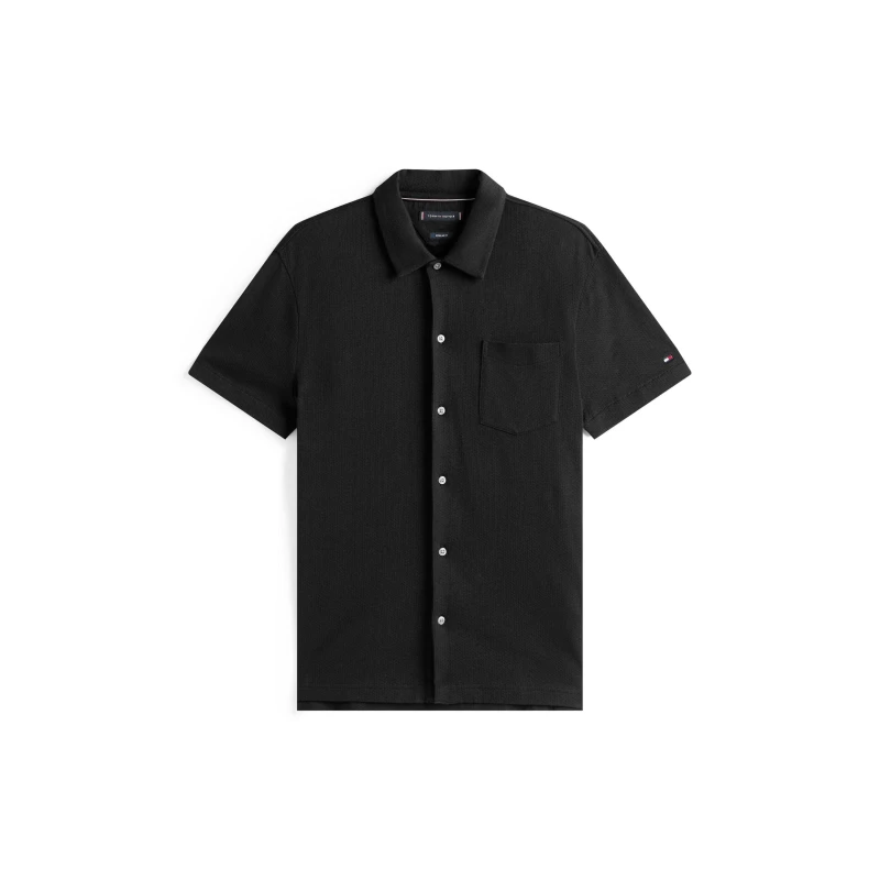 Image of Tommy Hilfiger Mens Short Sleeve Plain Shirt Black BDS male S