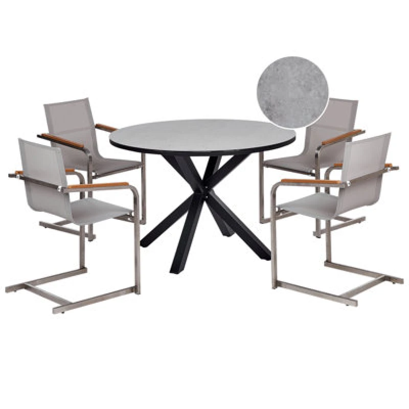 Image of Beliani Garden Dining Set 4 Seater Maletto/cosoleto Metal Grey